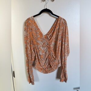 Free People Floral Say The Word Asymmetrical Ruched Top